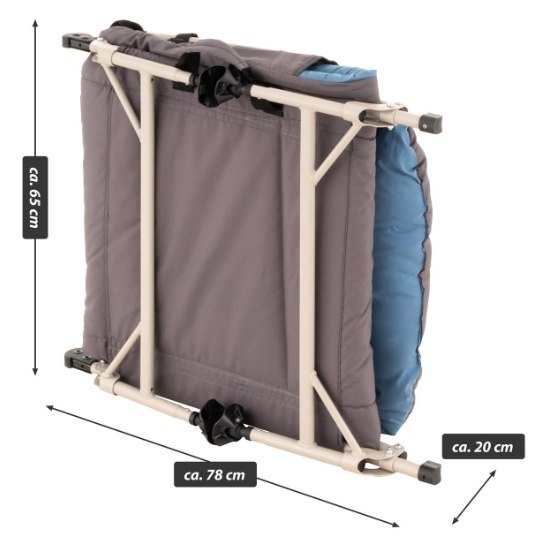 Leżak kempingowy z poduszką, niebiesko-szary